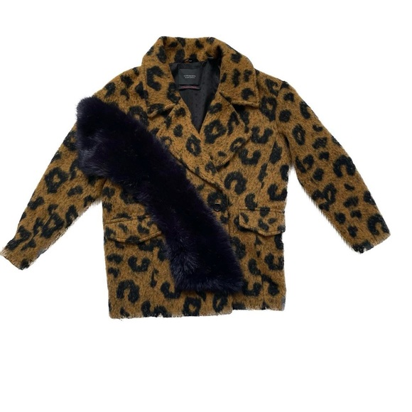 Unisex Scotch and Soda cheetah print pea coat - Picture 5 of 6
